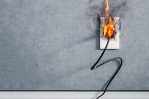 a-plug-in-an-electrical-outlet-catching-fire